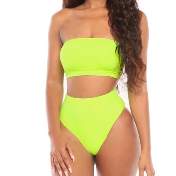 neon tube top bathing suit
